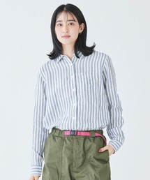 L.L.Bean | ウィメンズ プレミアム・ウォッシャブル・リネン・シャツ、チュニック　マイクロストライプ ジャパン・フィット(シャツ/ブラウス)