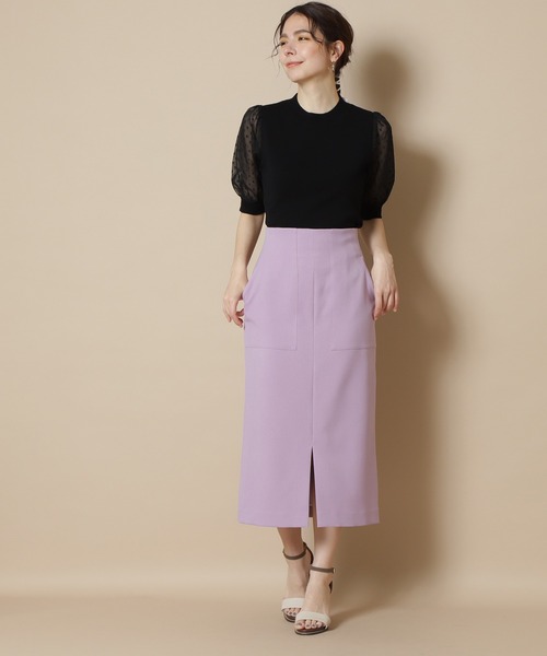 N.（N. Natural Beauty Basic）（エヌエヌナチュラルビューティーベーシック）の「◆シアースリーブニット（ニット/セーター・レディース・ブラック/オフホワイト/カーキ・MEDIUM）」の7枚目の写真