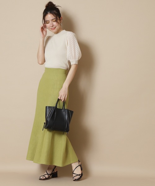 N.（N. Natural Beauty Basic）（エヌエヌナチュラルビューティーベーシック）の「◆シアースリーブニット（ニット/セーター・レディース・ブラック/オフホワイト/カーキ・MEDIUM）」の5枚目の写真