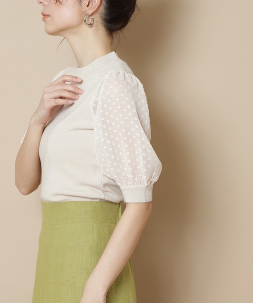 N.（N. Natural Beauty Basic）（エヌエヌナチュラルビューティーベーシック）の「◆シアースリーブニット（ニット/セーター・レディース・ブラック/オフホワイト/カーキ・MEDIUM）」の10枚目の写真