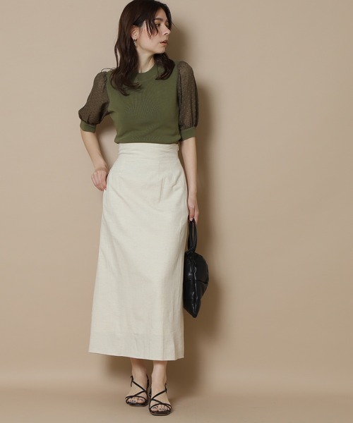 N.（N. Natural Beauty Basic）（エヌエヌナチュラルビューティーベーシック）の「◆シアースリーブニット（ニット/セーター・レディース・ブラック/オフホワイト/カーキ・MEDIUM）」の8枚目の写真