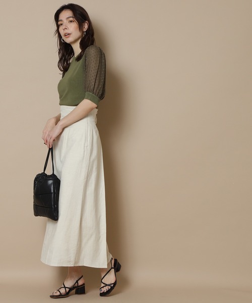 N.（N. Natural Beauty Basic）（エヌエヌナチュラルビューティーベーシック）の「◆シアースリーブニット（ニット/セーター・レディース・ブラック/オフホワイト/カーキ・MEDIUM）」の9枚目の写真