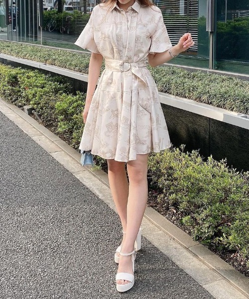 セール】Paris pattern フレアースリーブワンピース（ワンピース