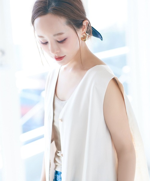 KOBE LETTUCE（コウベレタス）の「リネンブレンドノースリーブロングジレ（ベスト・レディース・ベージュ/ホワイト系その他/ミント/ブラック・FREE）」の5枚目の写真