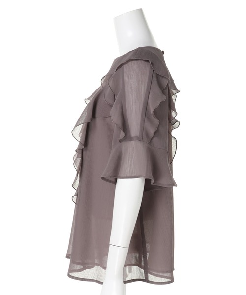 新品タグ付】アプワイザーリッシェシアーフリル5分袖ブラウス