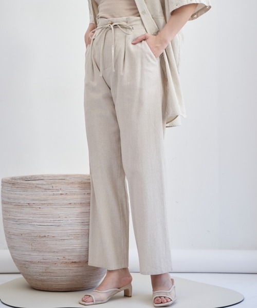 VANNIE U（ヴァニーユー）の「ハイウエストリネンパンツ/SET UP(別売り）（その他パンツ・レディース・イエロー/アイボリー・FREE）」の2枚目の写真