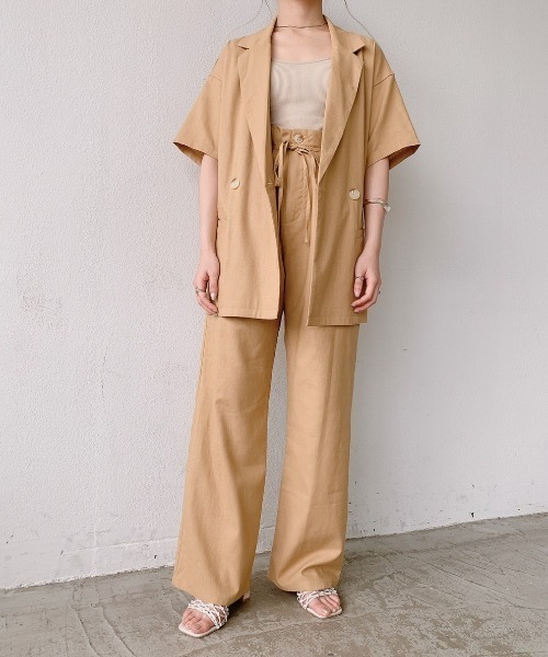 VANNIE U（ヴァニーユー）の「ハイウエストリネンパンツ/SET UP(別売り）（その他パンツ・レディース・イエロー/アイボリー・FREE）」の14枚目の写真