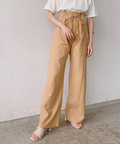VANNIE U（ヴァニーユー）の「ハイウエストリネンパンツ/SET UP(別売り）（その他パンツ・レディース・イエロー/アイボリー・FREE）」の11枚目の写真