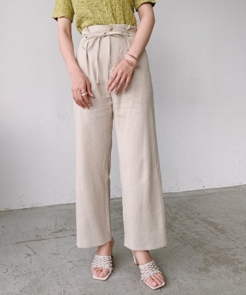 VANNIE U（ヴァニーユー）の「ハイウエストリネンパンツ/SET UP(別売り）（その他パンツ・レディース・イエロー/アイボリー・FREE）」の3枚目の写真