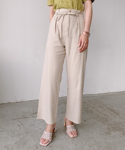 VANNIE U（ヴァニーユー）の「ハイウエストリネンパンツ/SET UP(別売り）（その他パンツ・レディース・イエロー/アイボリー・FREE）」の4枚目の写真
