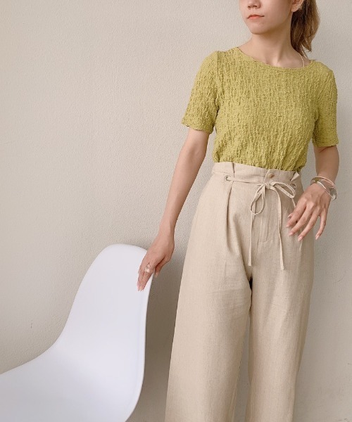 VANNIE U（ヴァニーユー）の「ハイウエストリネンパンツ/SET UP(別売り）（その他パンツ・レディース・イエロー/アイボリー・FREE）」の8枚目の写真