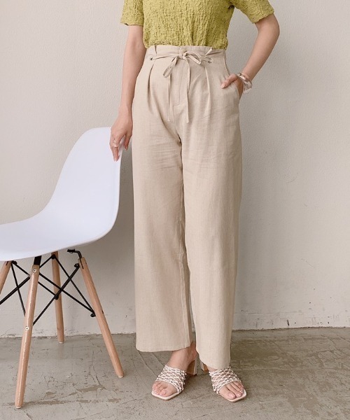VANNIE U（ヴァニーユー）の「ハイウエストリネンパンツ/SET UP(別売り）（その他パンツ・レディース・イエロー/アイボリー・FREE）」の7枚目の写真