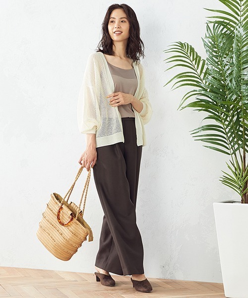 COMME CA ISM（コムサイズム）の「和紙ホールガーメントニットカーディガン（カーディガン/ボレロ・レディース・ホワイト/ベージュ/イエロー×グリーン・FREE）」の8枚目の写真