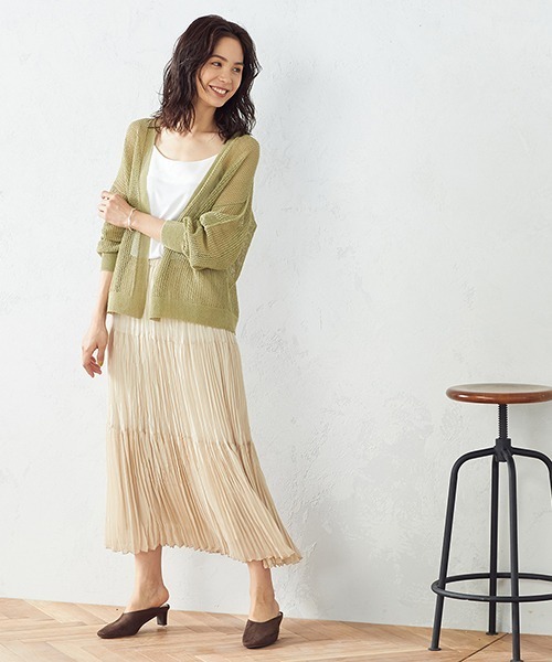 COMME CA ISM（コムサイズム）の「和紙ホールガーメントニットカーディガン（カーディガン/ボレロ・レディース・ホワイト/ベージュ/イエロー×グリーン・FREE）」の10枚目の写真