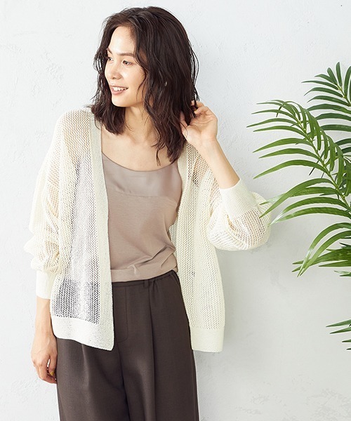 COMME CA ISM（コムサイズム）の「和紙ホールガーメントニットカーディガン（カーディガン/ボレロ・レディース・ホワイト/ベージュ/イエロー×グリーン・FREE）」の11枚目の写真