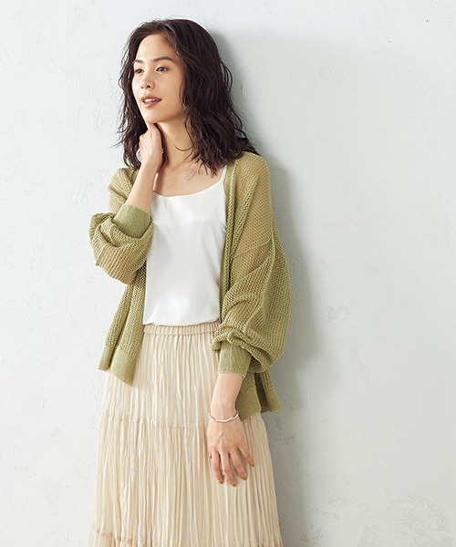 COMME CA ISM（コムサイズム）の「和紙ホールガーメントニットカーディガン（カーディガン/ボレロ・レディース・ホワイト/ベージュ/イエロー×グリーン・FREE）」の13枚目の写真