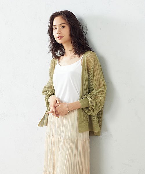 COMME CA ISM（コムサイズム）の「和紙ホールガーメントニットカーディガン（カーディガン/ボレロ・レディース・ホワイト/ベージュ/イエロー×グリーン・FREE）」の14枚目の写真