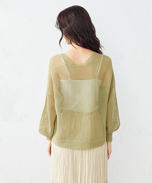COMME CA ISM（コムサイズム）の「和紙ホールガーメントニットカーディガン（カーディガン/ボレロ・レディース・ホワイト/ベージュ/イエロー×グリーン・FREE）」の16枚目の写真