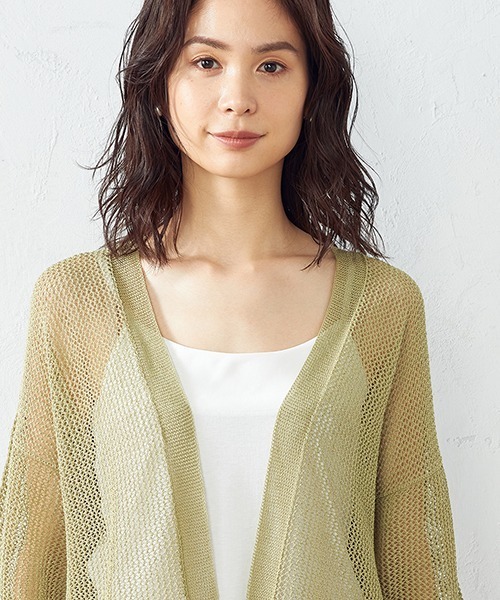 COMME CA ISM（コムサイズム）の「和紙ホールガーメントニットカーディガン（カーディガン/ボレロ・レディース・ホワイト/ベージュ/イエロー×グリーン・FREE）」の17枚目の写真