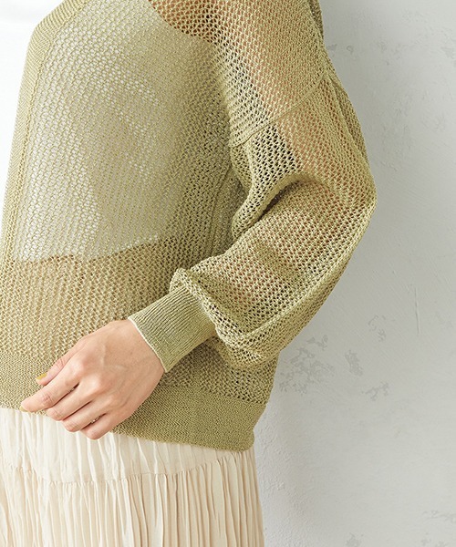 COMME CA ISM（コムサイズム）の「和紙ホールガーメントニットカーディガン（カーディガン/ボレロ・レディース・ホワイト/ベージュ/イエロー×グリーン・FREE）」の18枚目の写真