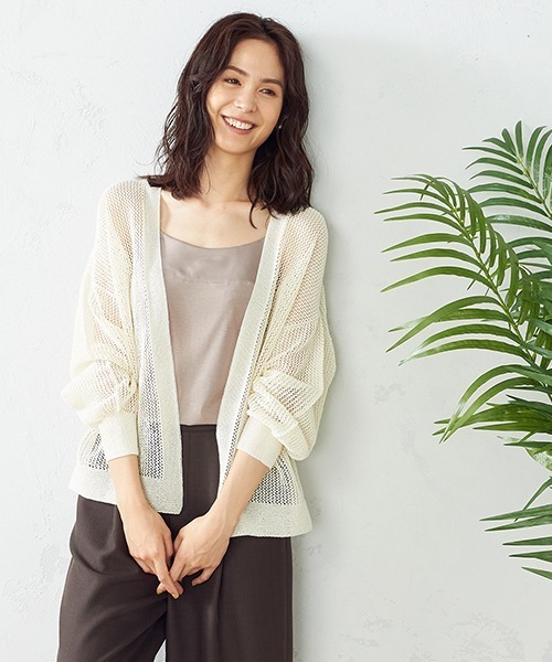 COMME CA ISM（コムサイズム）の「和紙ホールガーメントニットカーディガン（カーディガン/ボレロ・レディース・ホワイト/ベージュ/イエロー×グリーン・FREE）」の21枚目の写真