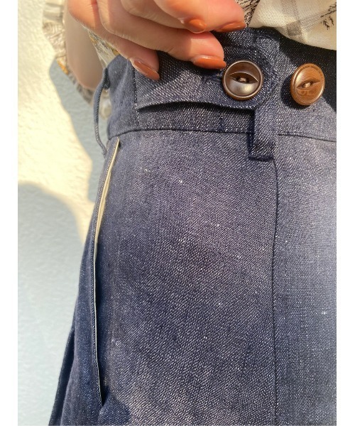 BEARDSLEY（ビアズリー）の「リネンデニムパンツ（デニムパンツ・レディース・インディゴブルー・FREE）」の3枚目の写真