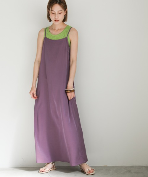 select MOCA(セレクトモカ)の「2021 SS スムースサテンリラックスキャミワンピース(ワンピース・レディース・ミント/パープル/ピンク・FREE)」の8枚目の写真