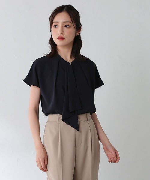 GLACIER（グラシア）の「ボータイブラウス（シャツ/ブラウス・レディース・ホワイト/ネイビー/ホワイト系その他/ブルー系その他/ブルー系その他2・LL/S/M/L）」の4枚目の写真