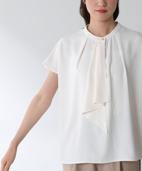 GLACIER（グラシア）の「ボータイブラウス（シャツ/ブラウス・レディース・ホワイト/ネイビー/ホワイト系その他/ブルー系その他/ブルー系その他2・LL/S/M/L）」の7枚目の写真