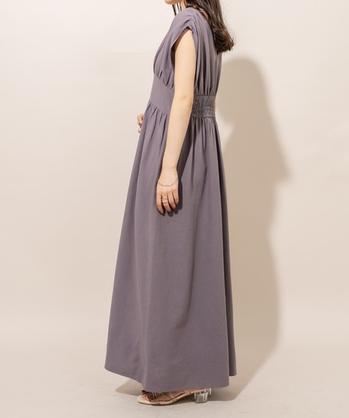 mline（エムライン）の「[mline] WEB限定 フレンチスリーブワンピース（ワンピース・レディース・ベージュ/チャコールグレー/ブラック・FREE）」の9枚目の写真