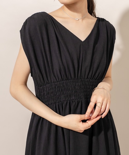 mline（エムライン）の「[mline] WEB限定 フレンチスリーブワンピース（ワンピース・レディース・ベージュ/チャコールグレー/ブラック・FREE）」の19枚目の写真