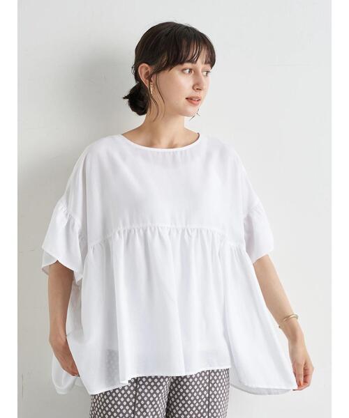 earth music&ecology（アースミュージックアンドエコロジー）の「レーヨンリネンフリルブラウス ＊（シャツ/ブラウス・レディース・ラベンダー/ベージュ/オフホワイト・FREE）」の18枚目の写真