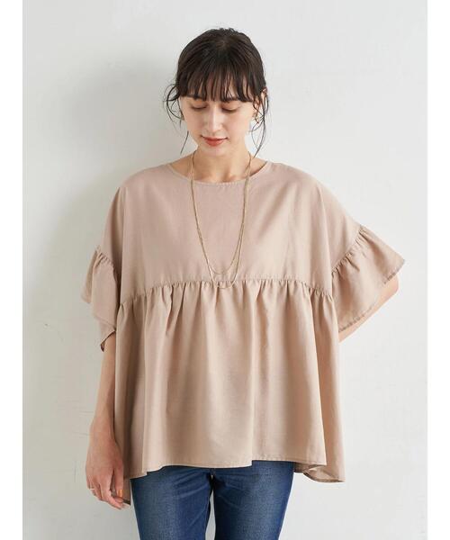 earth music&ecology（アースミュージックアンドエコロジー）の「レーヨンリネンフリルブラウス ＊（シャツ/ブラウス・レディース・ラベンダー/ベージュ/オフホワイト・FREE）」の9枚目の写真