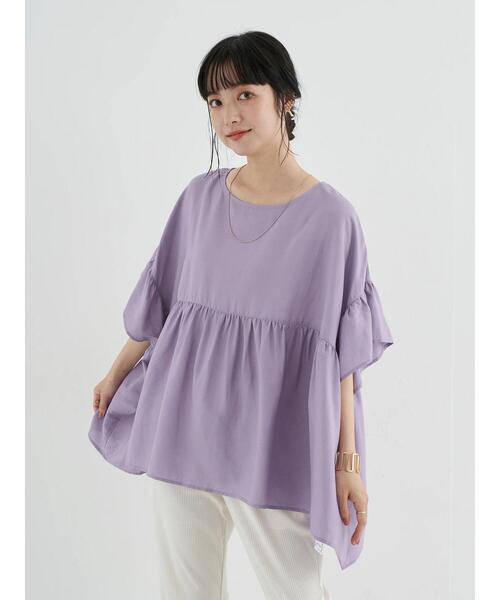 earth music&ecology（アースミュージックアンドエコロジー）の「レーヨンリネンフリルブラウス ＊（シャツ/ブラウス・レディース・ラベンダー/ベージュ/オフホワイト・FREE）」の4枚目の写真