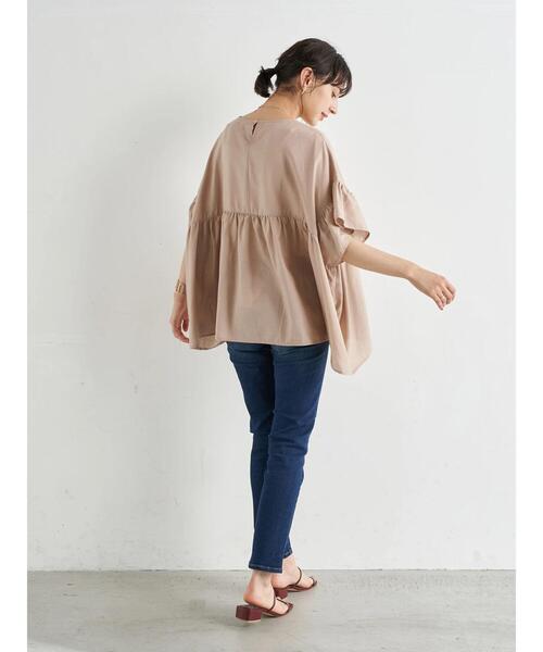 earth music&ecology（アースミュージックアンドエコロジー）の「レーヨンリネンフリルブラウス ＊（シャツ/ブラウス・レディース・ラベンダー/ベージュ/オフホワイト・FREE）」の6枚目の写真