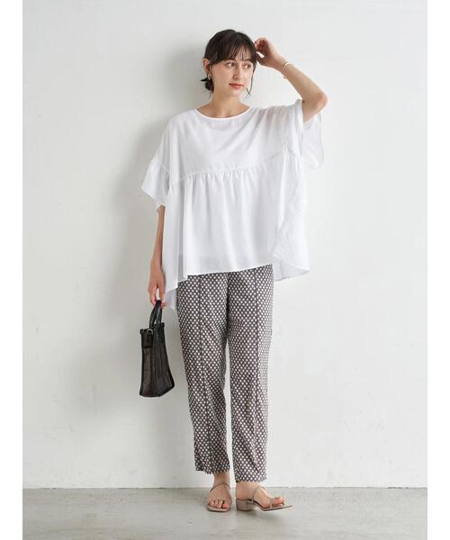 earth music&ecology（アースミュージックアンドエコロジー）の「レーヨンリネンフリルブラウス ＊（シャツ/ブラウス・レディース・ラベンダー/ベージュ/オフホワイト・FREE）」の21枚目の写真