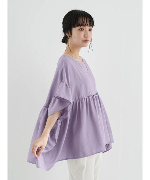 earth music&ecology（アースミュージックアンドエコロジー）の「レーヨンリネンフリルブラウス ＊（シャツ/ブラウス・レディース・ラベンダー/ベージュ/オフホワイト・FREE）」の17枚目の写真