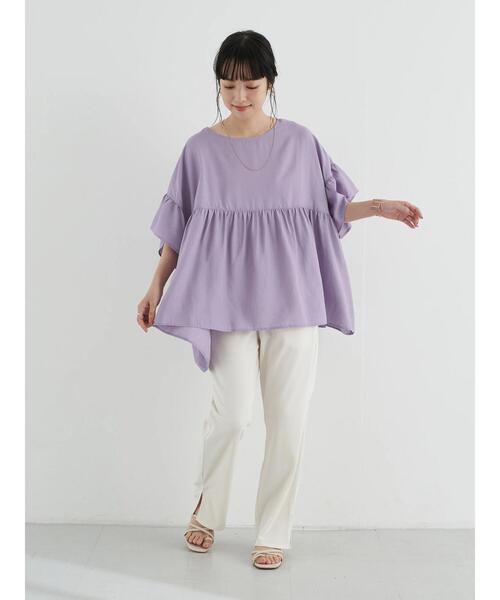 earth music&ecology（アースミュージックアンドエコロジー）の「レーヨンリネンフリルブラウス ＊（シャツ/ブラウス・レディース・ラベンダー/ベージュ/オフホワイト・FREE）」の22枚目の写真
