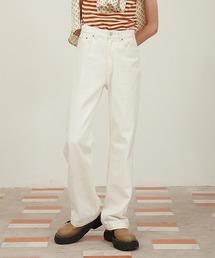 MIXSEVEN | ハイウエストストレートホワイトパンツ　MX21S08【MIX SEVEN】(デニムパンツ)
