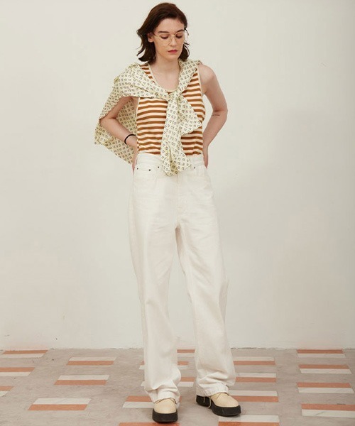 MIXSEVEN(ミックスセブン)の「ハイウエストストレートホワイトパンツ MX21S08【MIX SEVEN】(デニムパンツ・メンズ・ホワイト・S/L/M)」の8枚目の写真