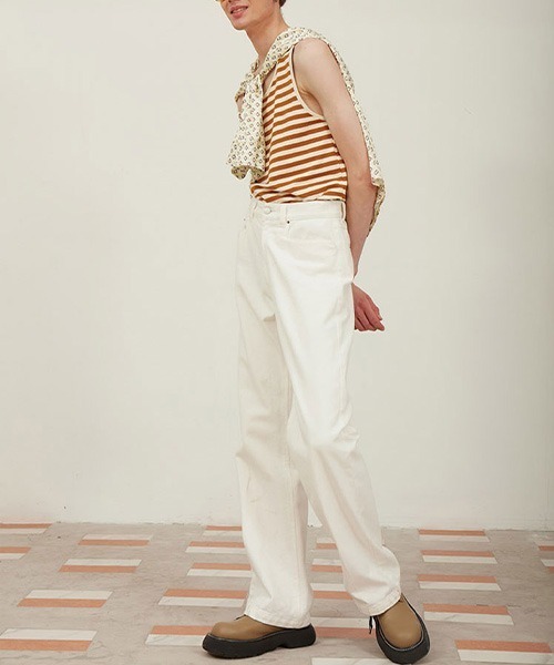 MIXSEVEN(ミックスセブン)の「ハイウエストストレートホワイトパンツ MX21S08【MIX SEVEN】(デニムパンツ・メンズ・ホワイト・S/L/M)」の5枚目の写真