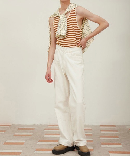 MIXSEVEN(ミックスセブン)の「ハイウエストストレートホワイトパンツ MX21S08【MIX SEVEN】(デニムパンツ・メンズ・ホワイト・S/L/M)」の7枚目の写真