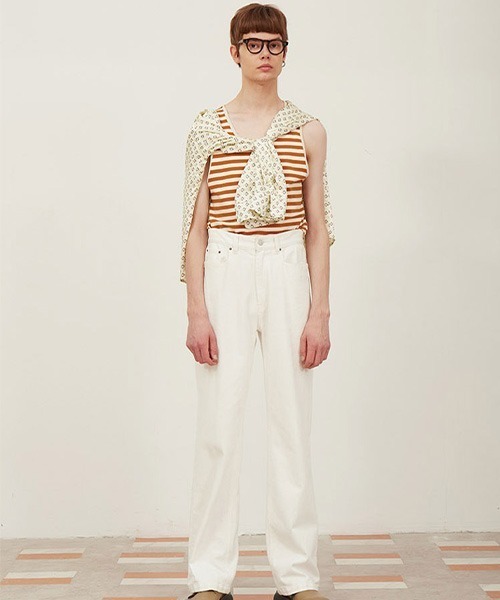 MIXSEVEN(ミックスセブン)の「ハイウエストストレートホワイトパンツ MX21S08【MIX SEVEN】(デニムパンツ・メンズ・ホワイト・S/L/M)」の3枚目の写真