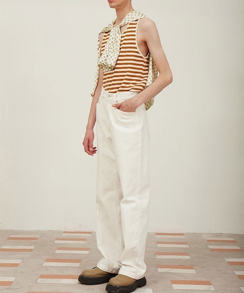 MIXSEVEN(ミックスセブン)の「ハイウエストストレートホワイトパンツ MX21S08【MIX SEVEN】(デニムパンツ・メンズ・ホワイト・S/L/M)」の6枚目の写真