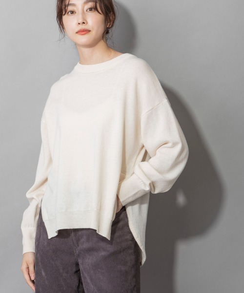 Munich（ミューニック）の「メリノウールサイドスリットプルオーバー（ニット/セーター・レディース・ブラック/ベージュ/ピンク/アイボリー・FREE）」の2枚目の写真