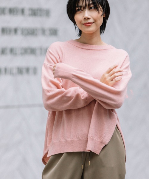 Munich（ミューニック）の「メリノウールサイドスリットプルオーバー（ニット/セーター・レディース・ブラック/ベージュ/ピンク/アイボリー・FREE）」の14枚目の写真