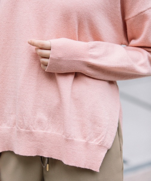 Munich（ミューニック）の「メリノウールサイドスリットプルオーバー（ニット/セーター・レディース・ブラック/ベージュ/ピンク/アイボリー・FREE）」の18枚目の写真