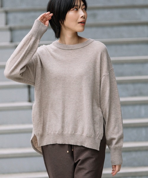 Munich（ミューニック）の「メリノウールサイドスリットプルオーバー（ニット/セーター・レディース・ブラック/ベージュ/ピンク/アイボリー・FREE）」の22枚目の写真