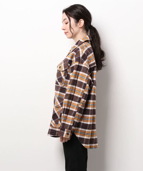 KRIFF MAYER Lady's Collection（クリフメイヤーレディースコレクション）の「ヘビーネルチェックシャツJK（シャツ/ブラウス・レディース・ベージュ/レッド/カラフル/ブラウン・LARGE/MEDIUM）」の6枚目の写真
