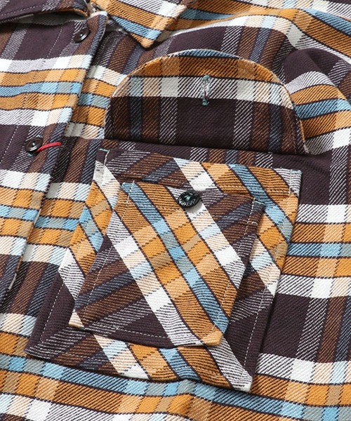 KRIFF MAYER Lady's Collection（クリフメイヤーレディースコレクション）の「ヘビーネルチェックシャツJK（シャツ/ブラウス・レディース・ベージュ/レッド/カラフル/ブラウン・LARGE/MEDIUM）」の12枚目の写真